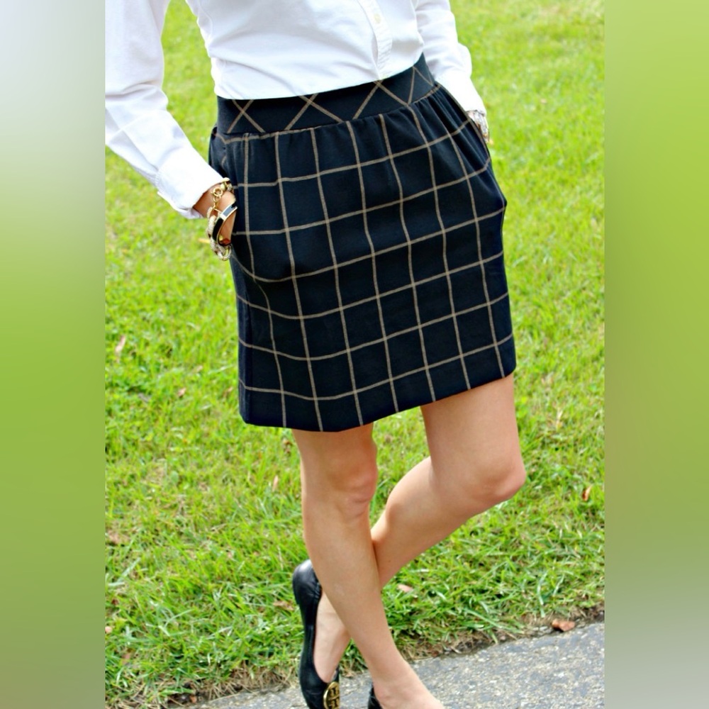 Madewell Black and Tan windowpane Mini Skirt